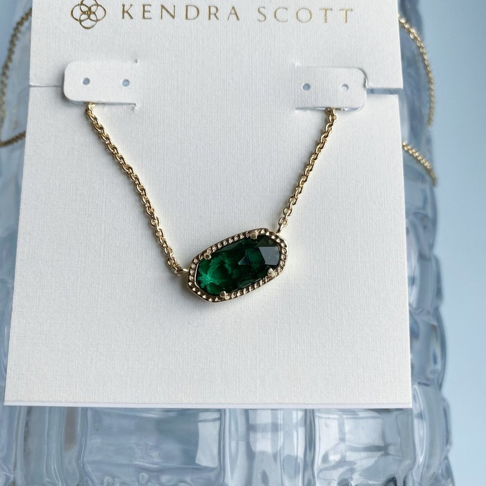 Kendra Scott Gold Necklace with Deep Green Stone - Picture 2 of 4